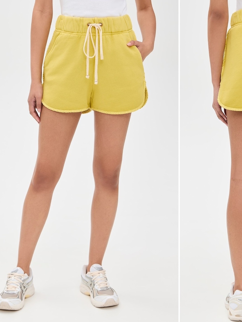Les Tien Serena Scallop Athletic Shorts — Yellow